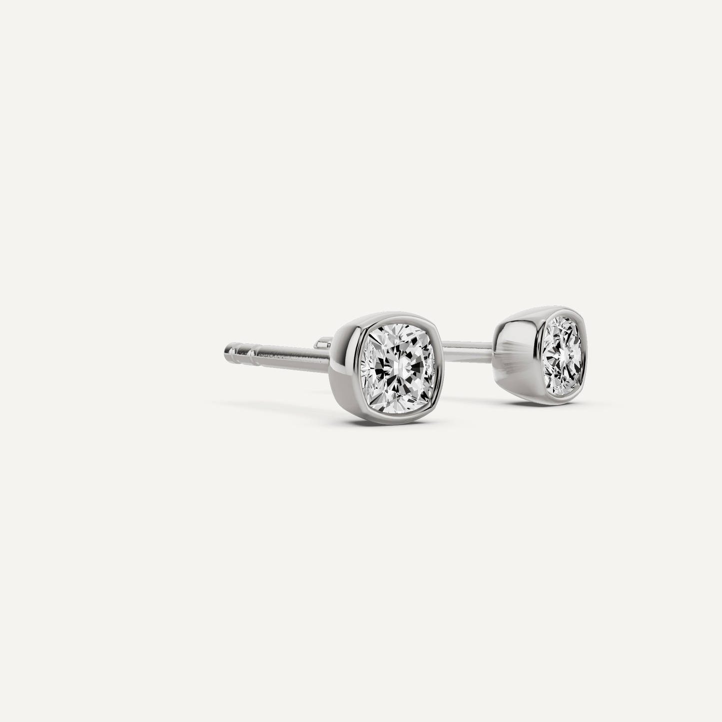 1/2 ctw Cushion Diamond Bezel Set Solitaire Stud Earrings - Lotus Diamond