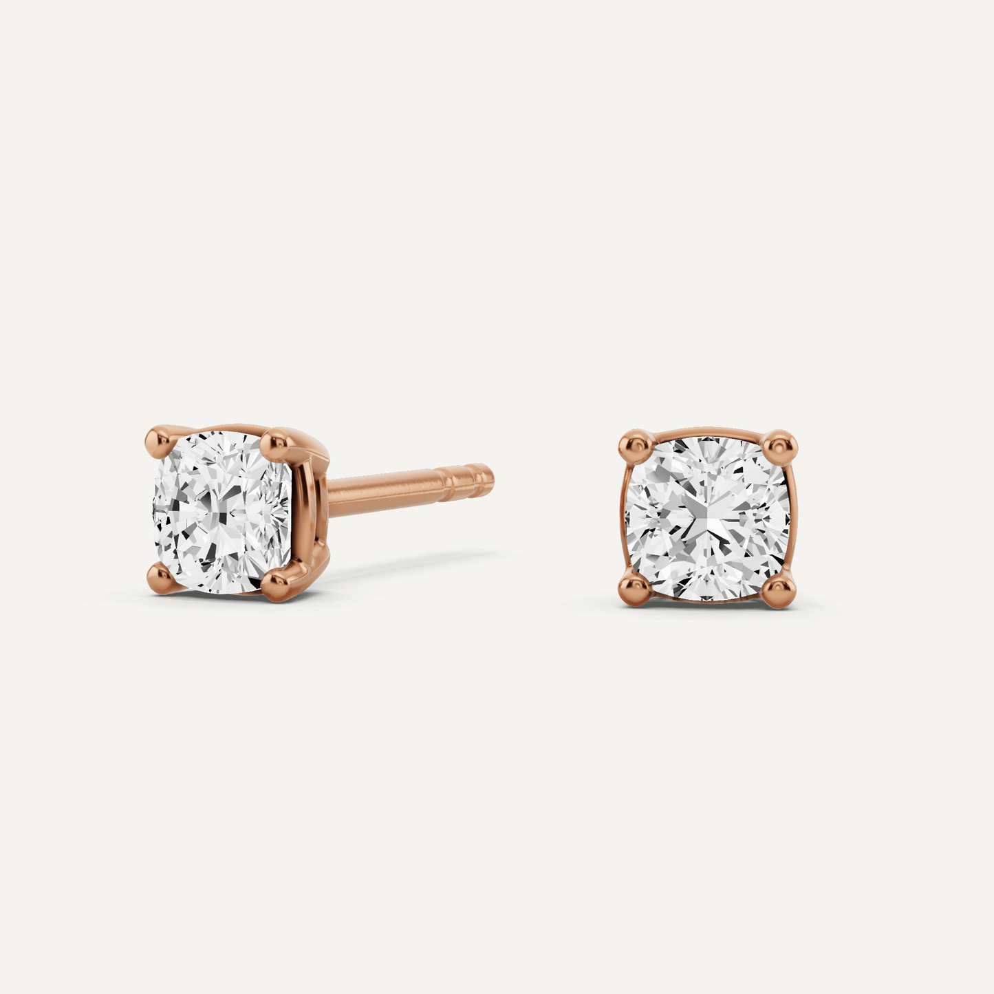 1/2 ctw Cushion Diamond Solitaire Stud Earrings - Lotus Diamond