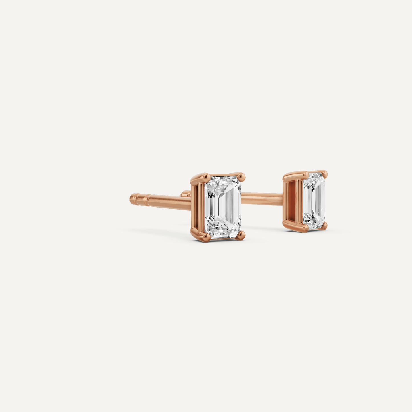 1/2 ctw Emerald Diamond Solitaire Stud Earrings - Lotus Diamond