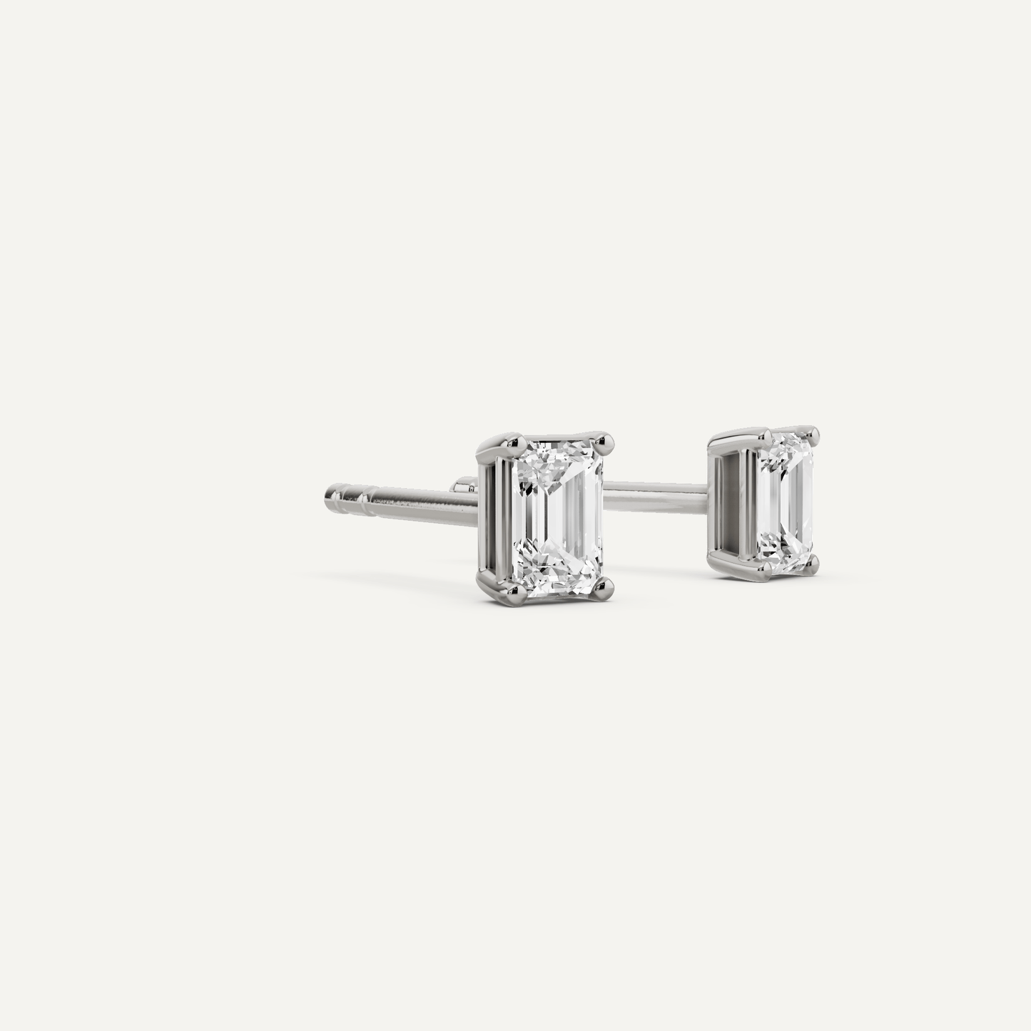 1/2 ctw Emerald Diamond Solitaire Stud Earrings - Lotus Diamond
