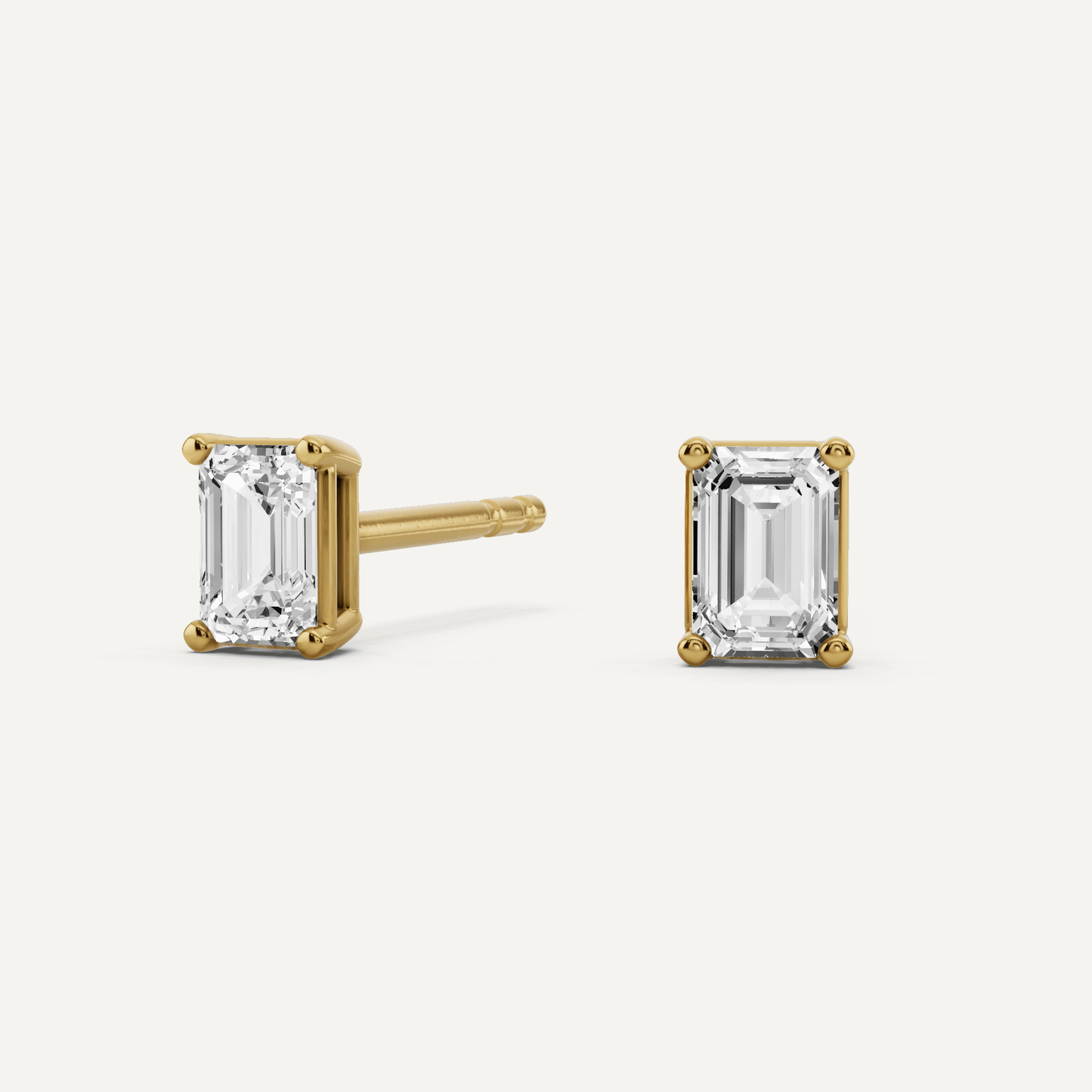1/2 ctw Emerald Diamond Solitaire Stud Earrings - Lotus Diamond