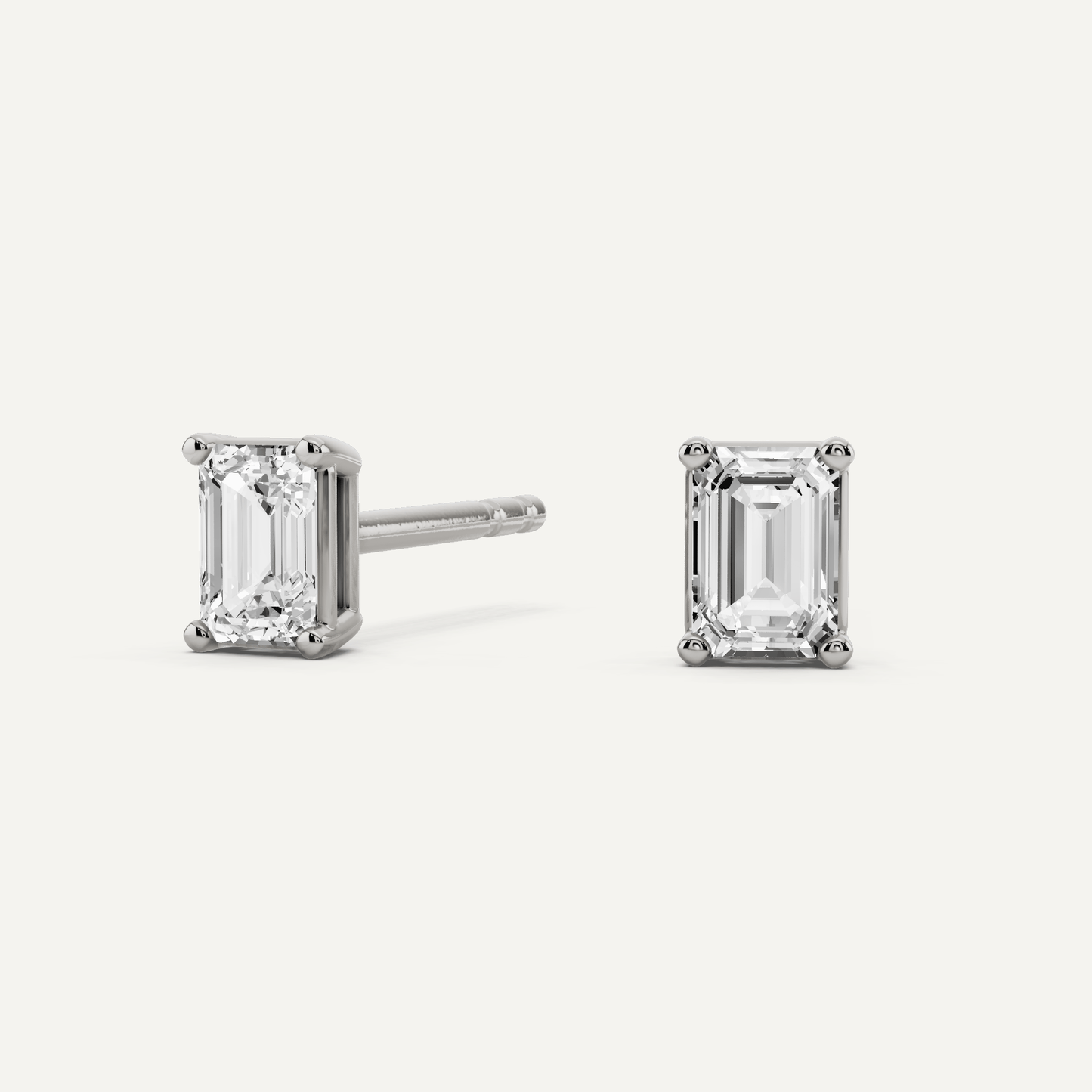 1/2 ctw Emerald Diamond Solitaire Stud Earrings - Lotus Diamond