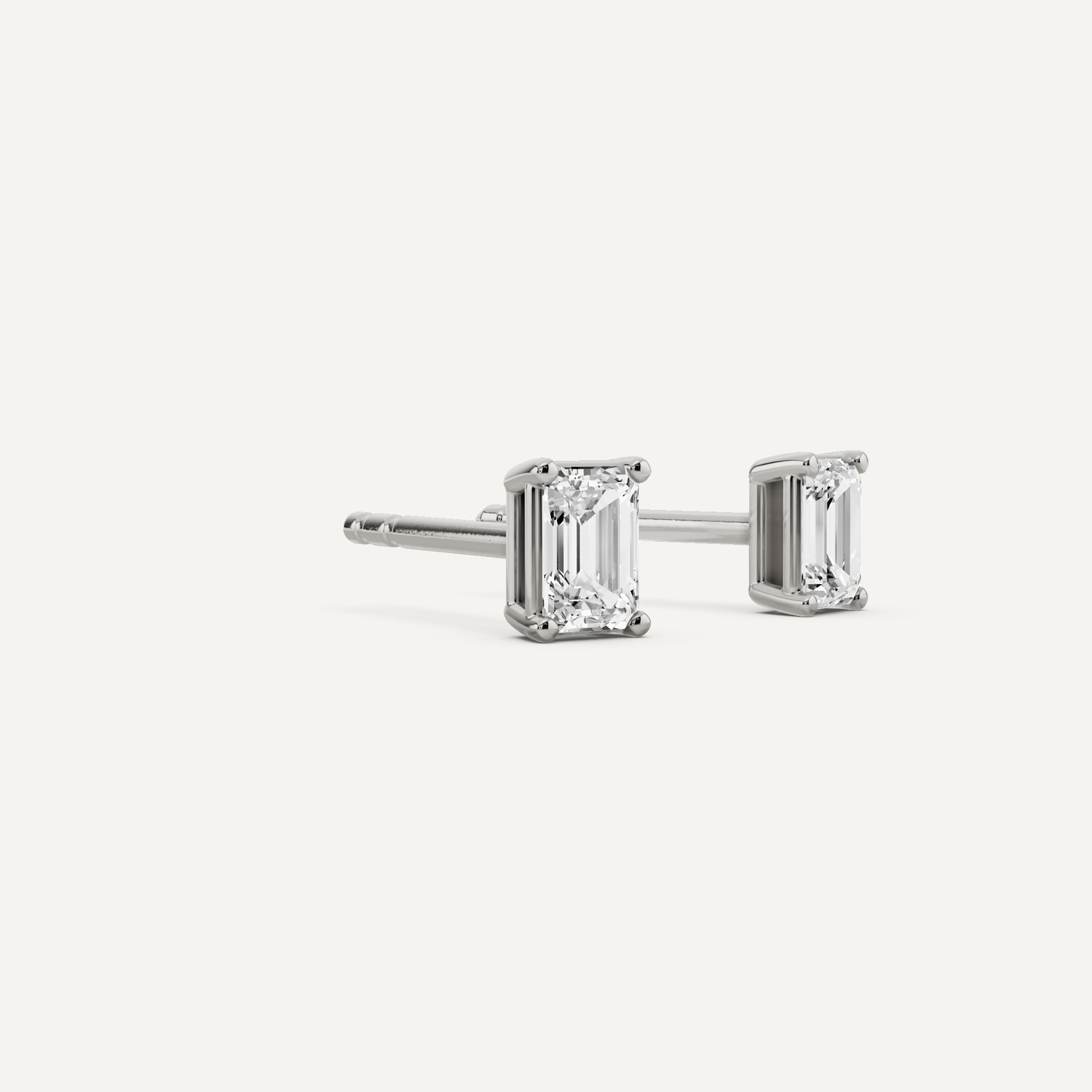 1/2 ctw Emerald Diamond Solitaire Stud Earrings - Lotus Diamond