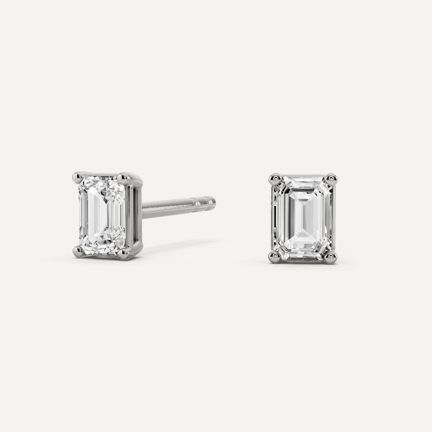 1/2 ctw Emerald Diamond Solitaire Stud Earrings - Lotus Diamond