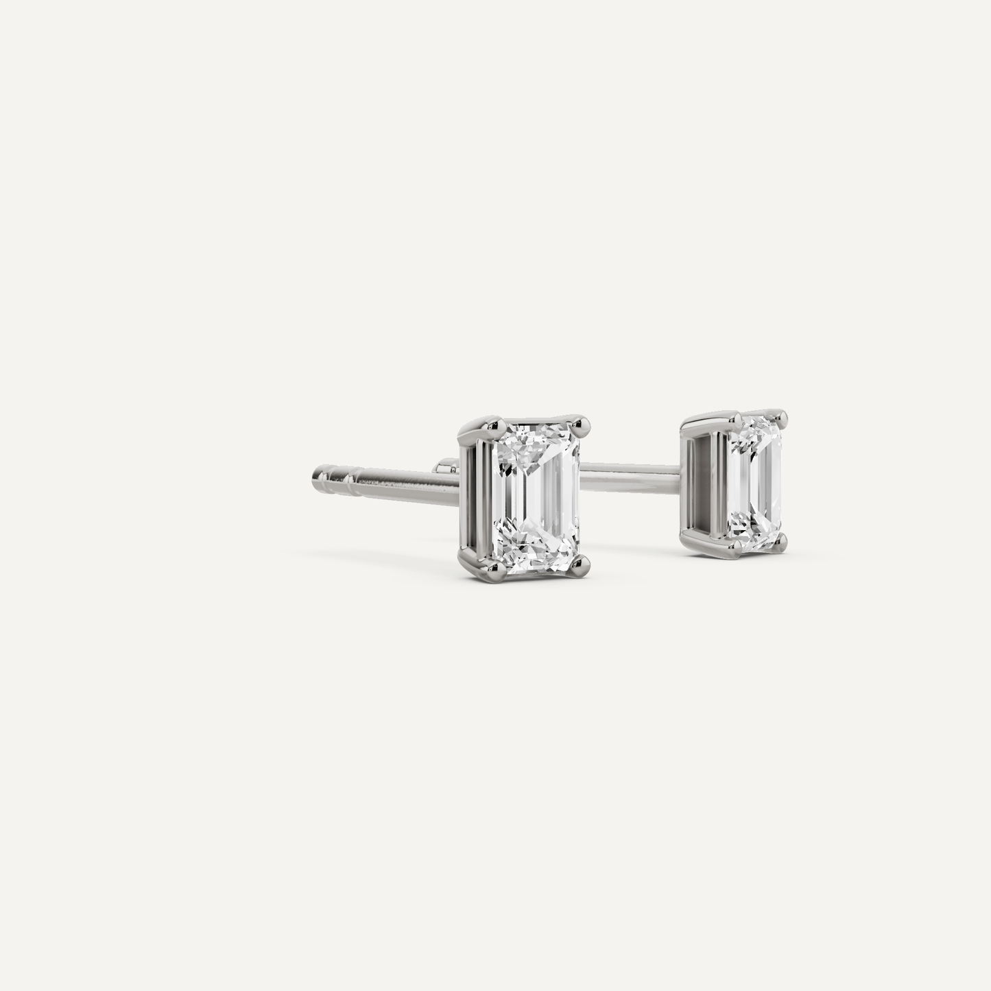 1/2 ctw Emerald Diamond Solitaire Stud Earrings - Lotus Diamond
