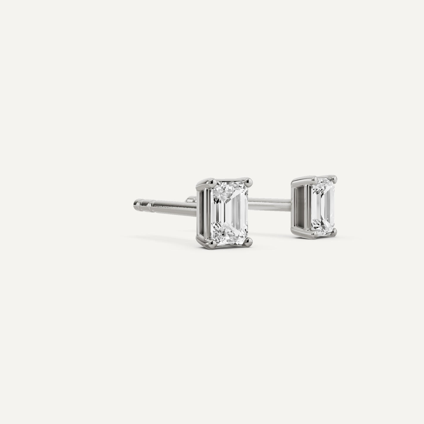 1/2 ctw Emerald Diamond Solitaire Stud Earrings - Lotus Diamond