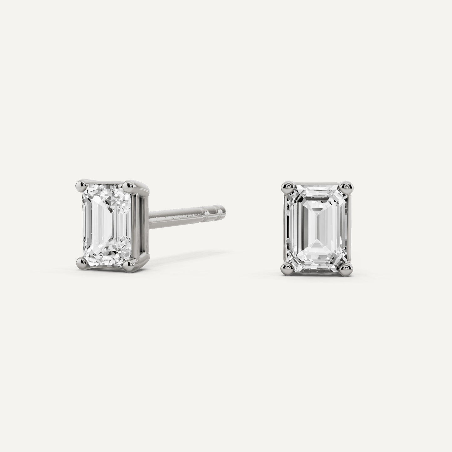 1/2 ctw Emerald Diamond Solitaire Stud Earrings - Lotus Diamond