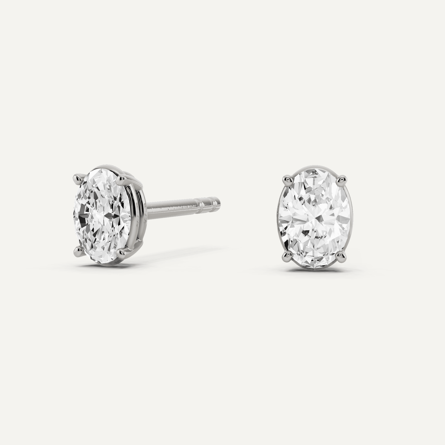 1/2 ctw Oval Diamond Solitaire Stud Earrings - Lotus Diamond