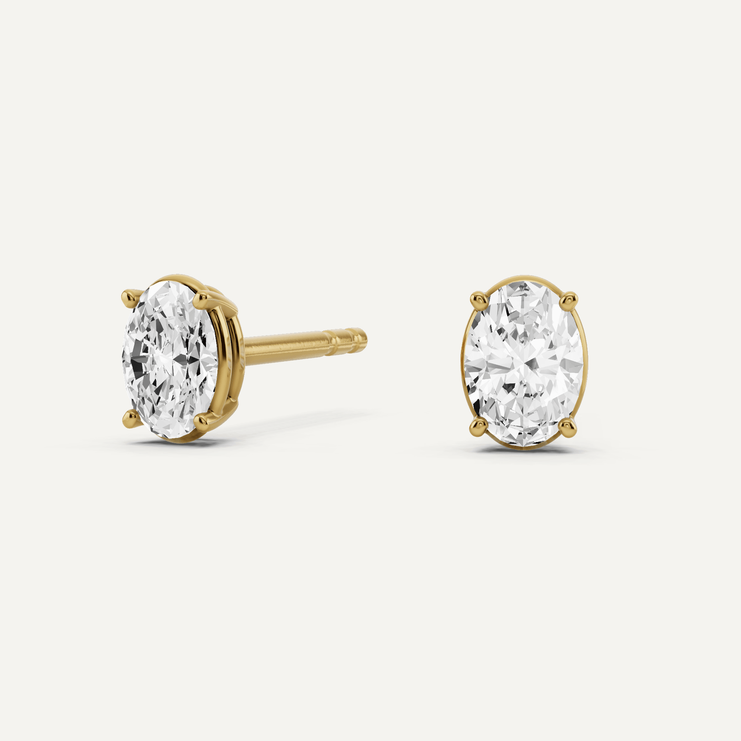 1/2 ctw Oval Diamond Solitaire Stud Earrings - Lotus Diamond
