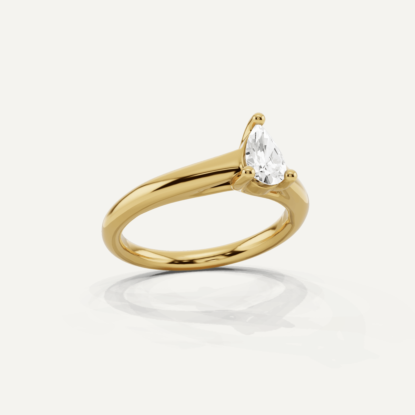 1/2 ctw Pear Diamond Wide Shank Trellis Solitaire Engagement Ring - Lotus Diamond