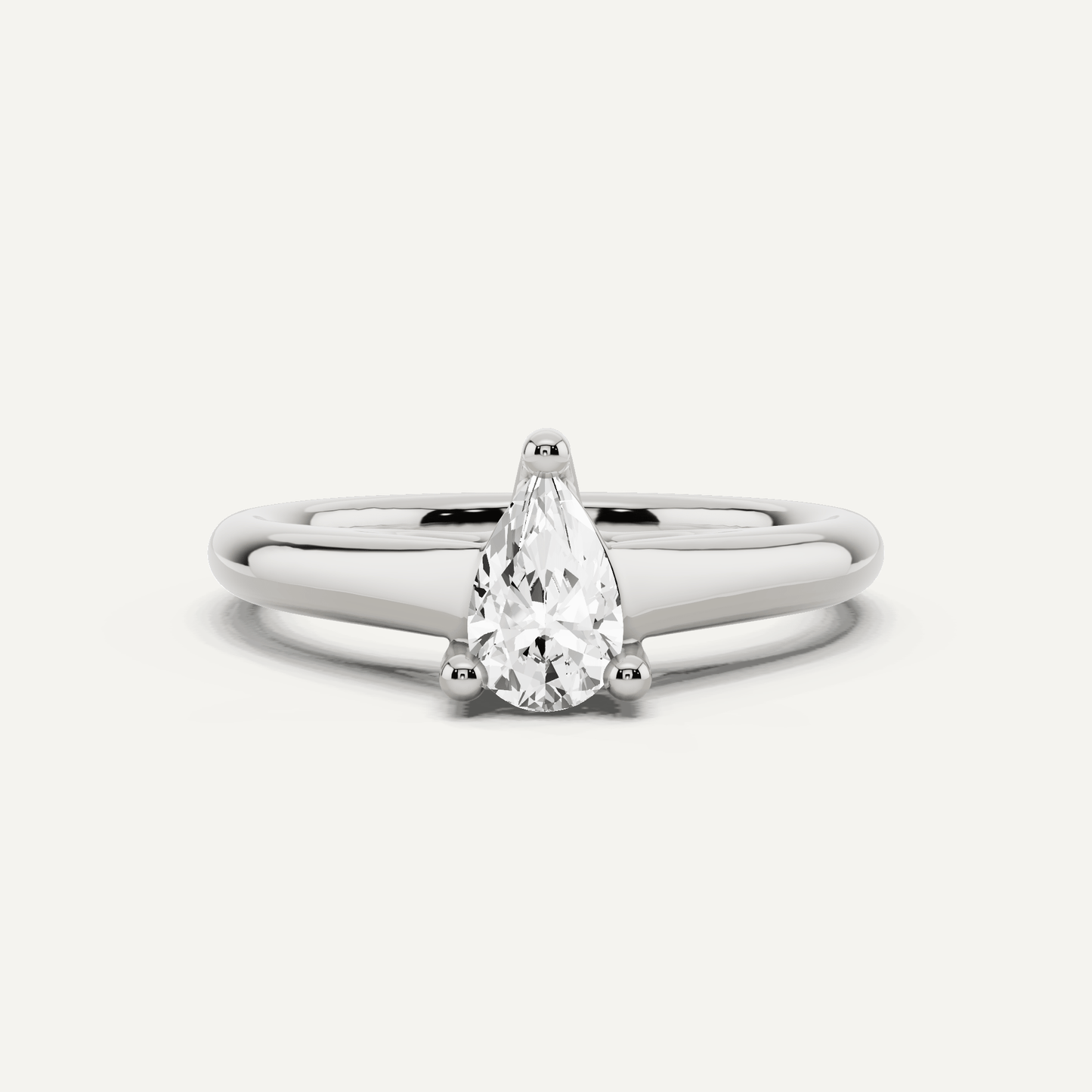 1/2 ctw Pear Diamond Wide Shank Trellis Solitaire Engagement Ring - Lotus Diamond