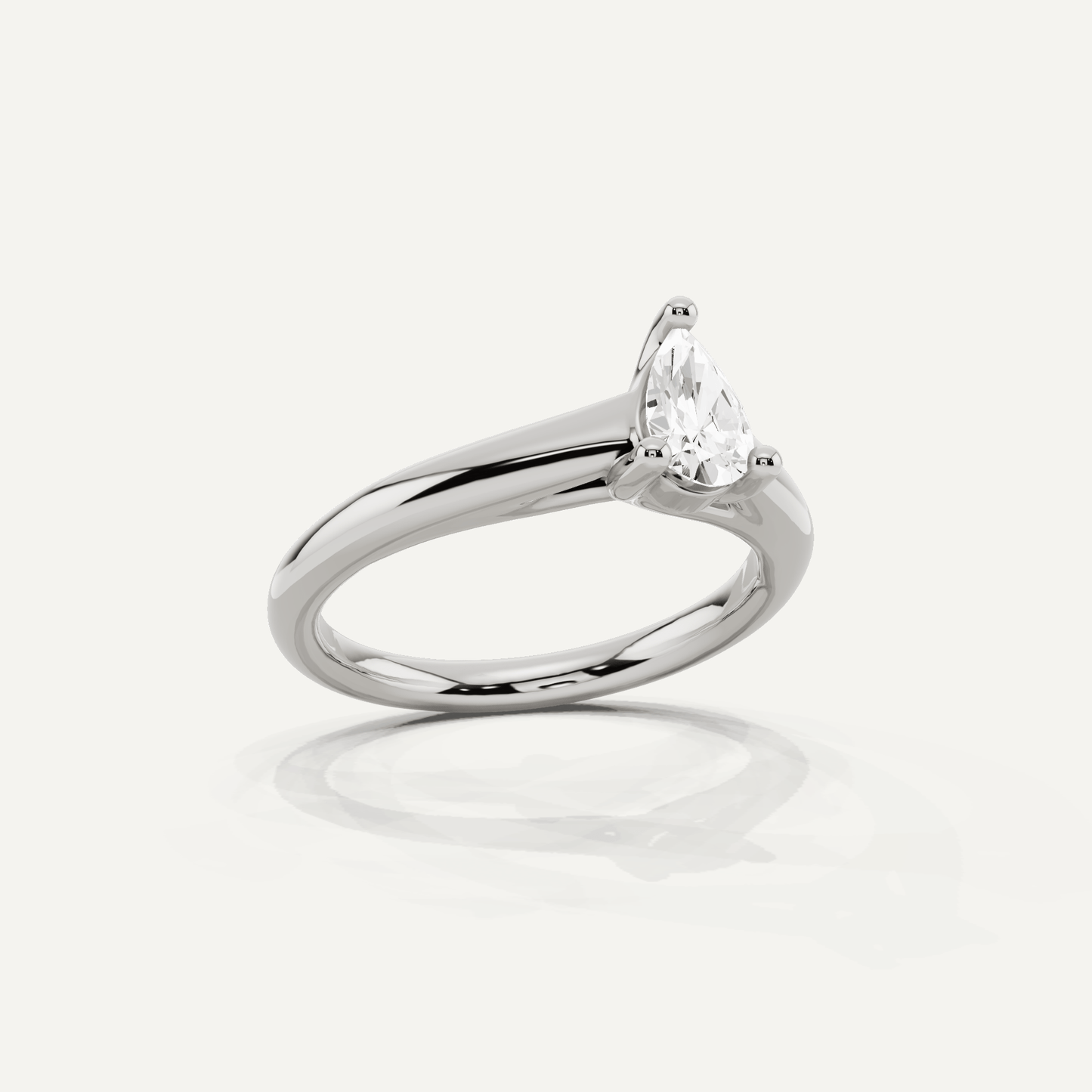1/2 ctw Pear Diamond Wide Shank Trellis Solitaire Engagement Ring - Lotus Diamond