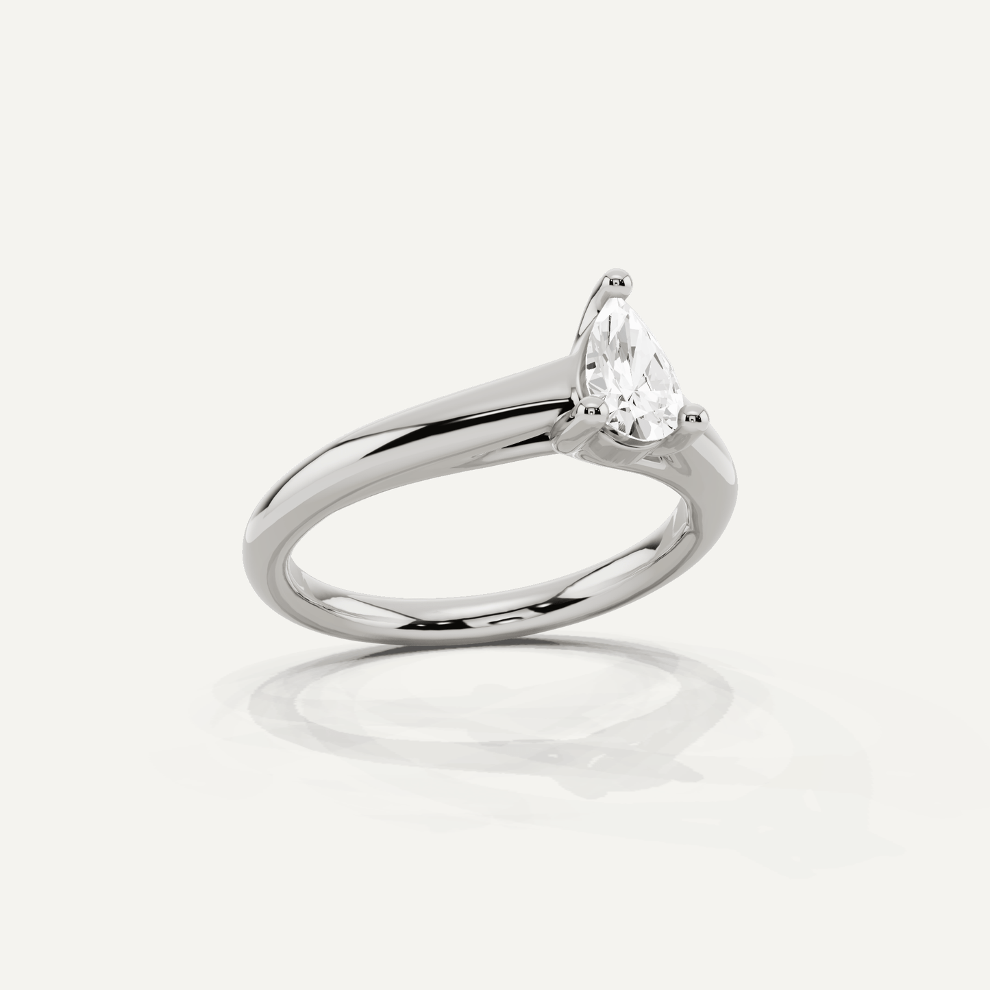 1/2 ctw Pear Diamond Wide Shank Trellis Solitaire Engagement Ring - Lotus Diamond