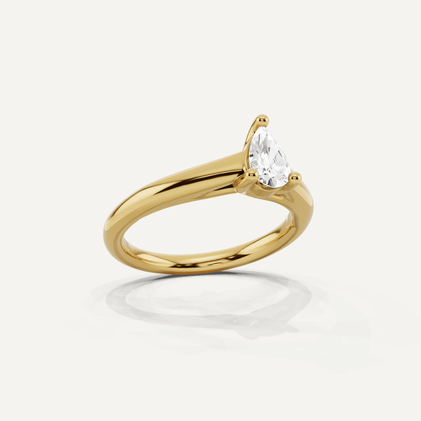1/2 ctw Pear Diamond Wide Shank Trellis Solitaire Engagement Ring - Lotus Diamond