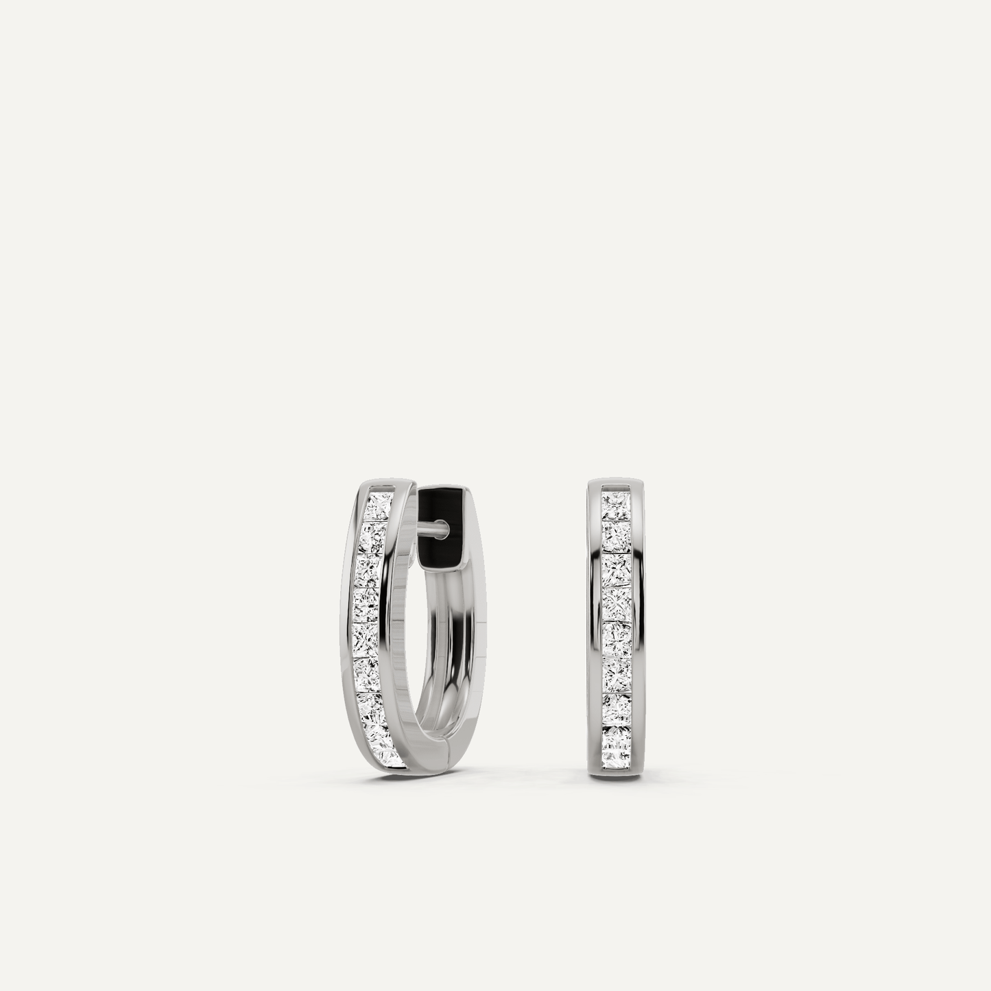 1/2 ctw Princess Diamond Channel Set Huggie Hoop Earrings - Lotus Diamond