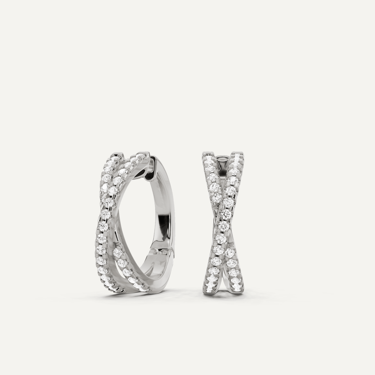 1/2 ctw Round Diamond Crossover Hoop Earrings - Lotus Diamond