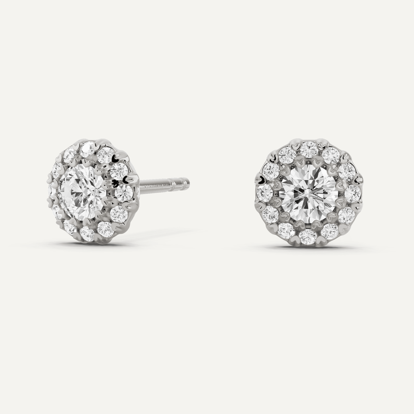 1/2 ctw Round Diamond Halo Stud Earrings - Lotus Diamond
