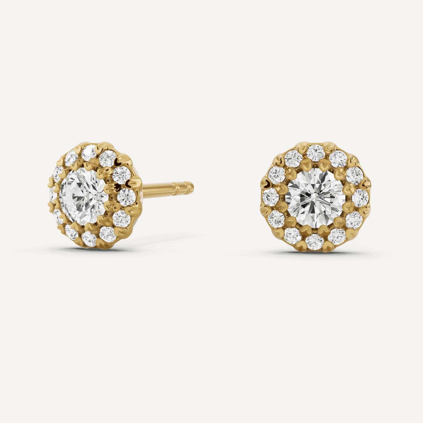 1/2 ctw Round Diamond Halo Stud Earrings - Lotus Diamond