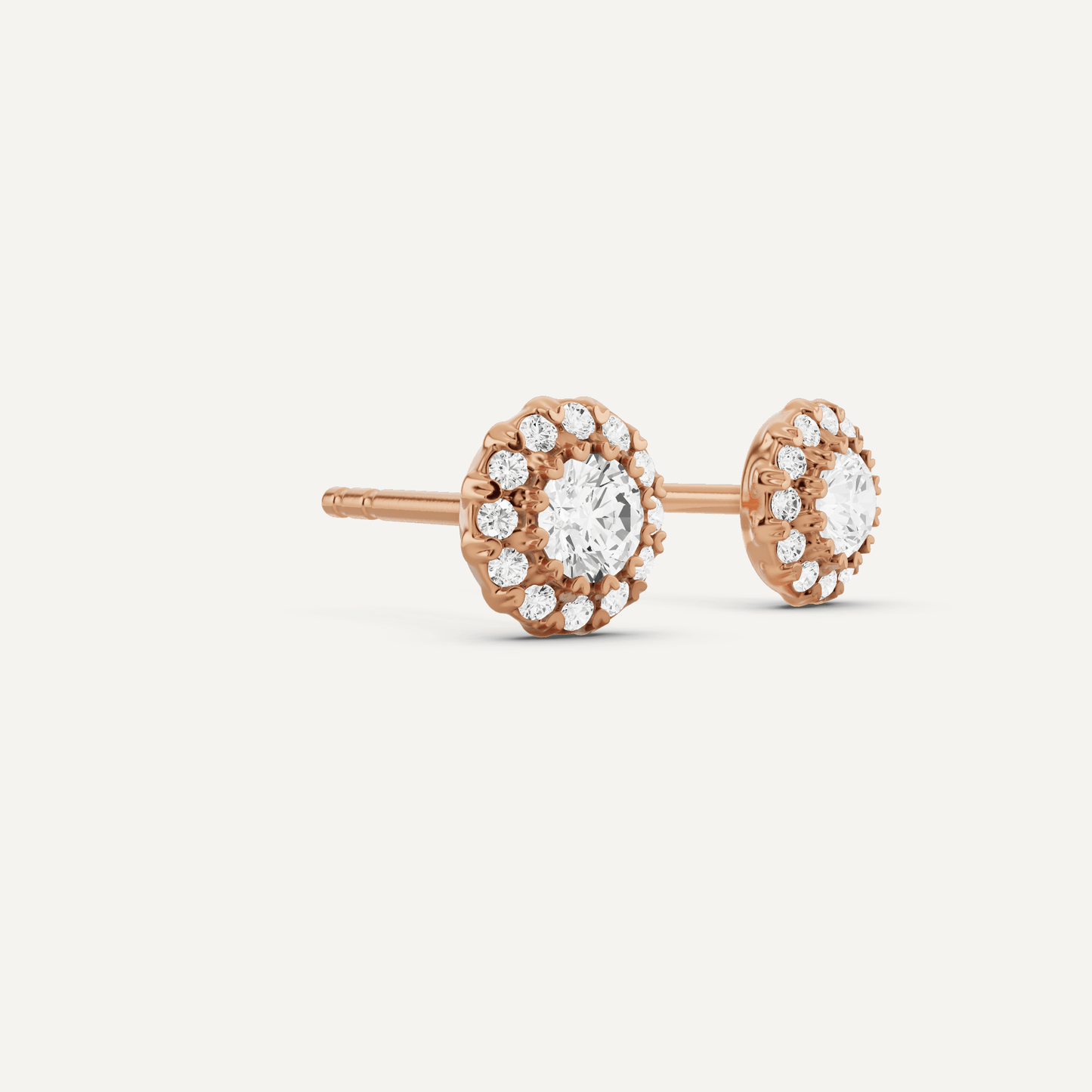 1/2 ctw Round Diamond Halo Stud Earrings - Lotus Diamond