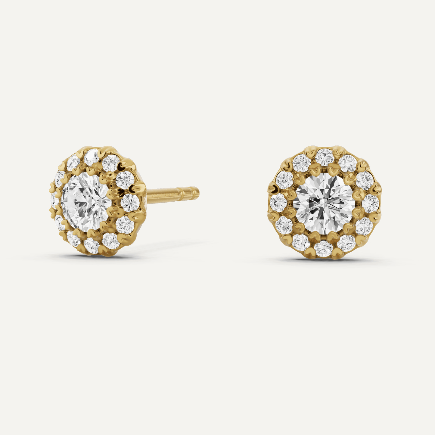 1/2 ctw Round Diamond Halo Stud Earrings - Lotus Diamond