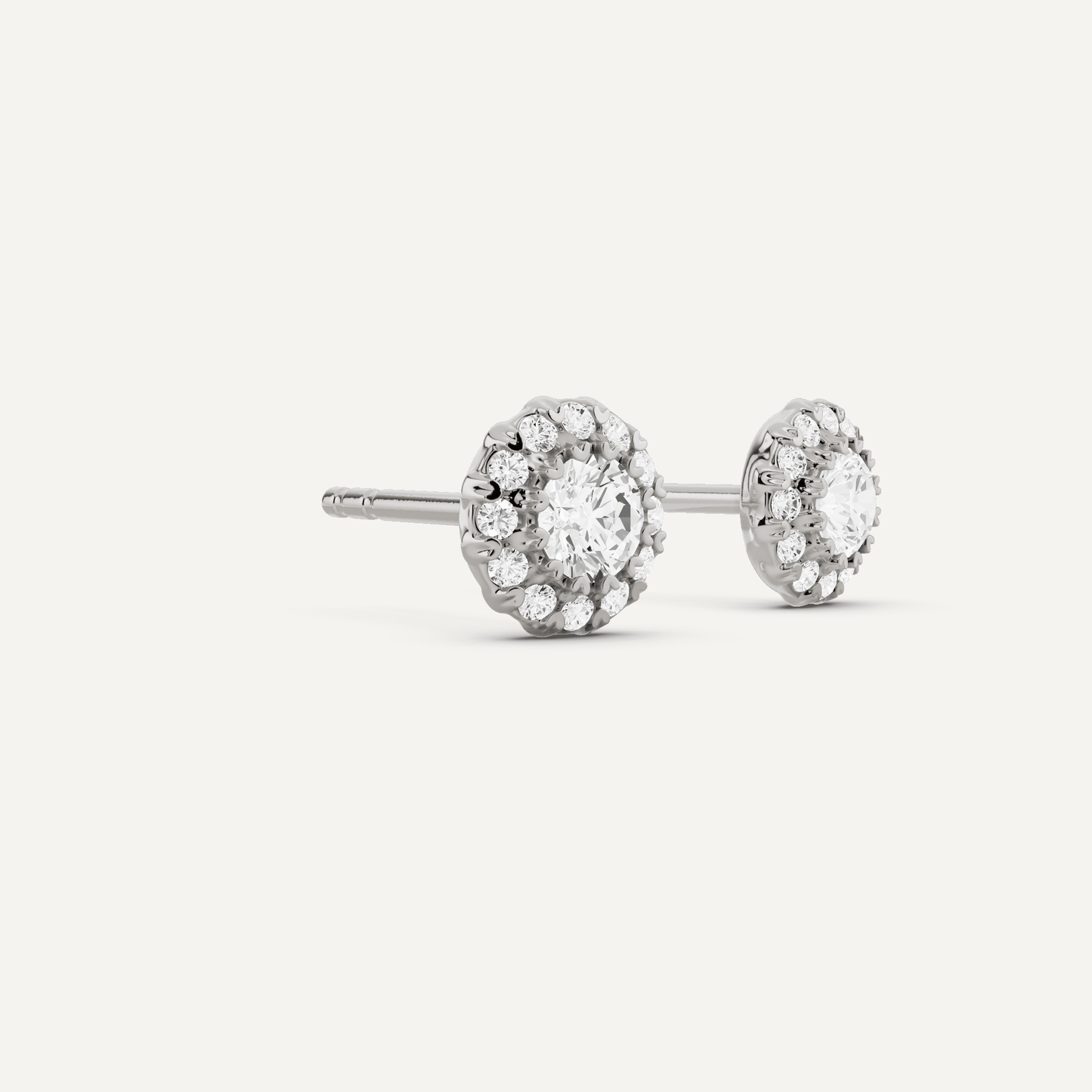 1/2 ctw Round Diamond Halo Stud Earrings - Lotus Diamond