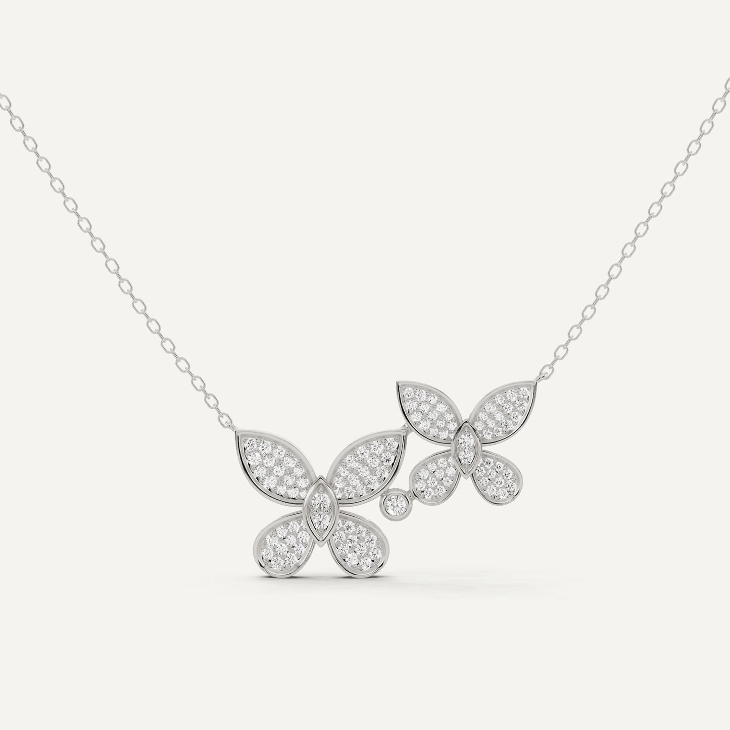 1/2 ctw Round Diamond Pave Dual Butterfly Fashion Pendant - Lotus Diamond