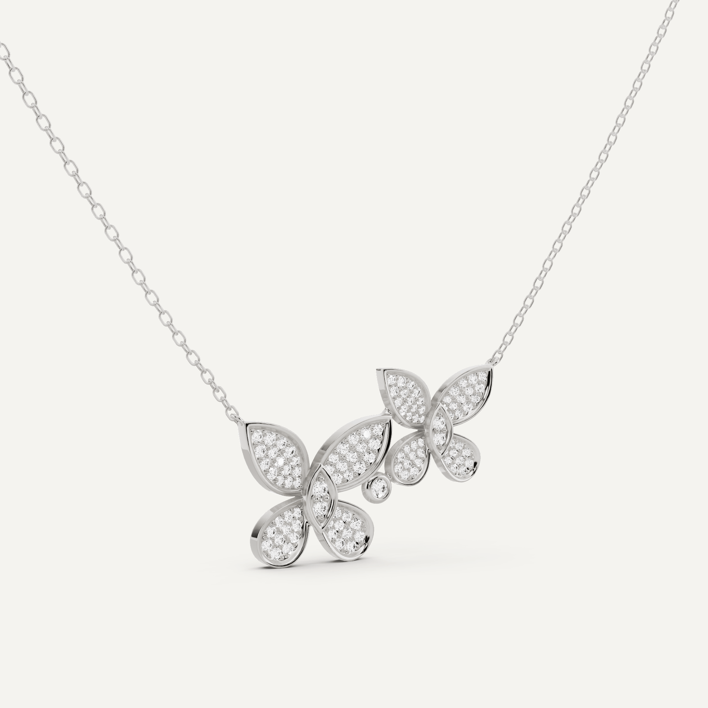 1/2 ctw Round Diamond Pave Dual Butterfly Fashion Pendant - Lotus Diamond
