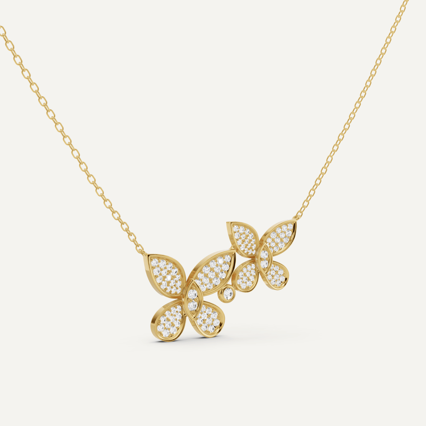 1/2 ctw Round Diamond Pave Dual Butterfly Fashion Pendant - Lotus Diamond