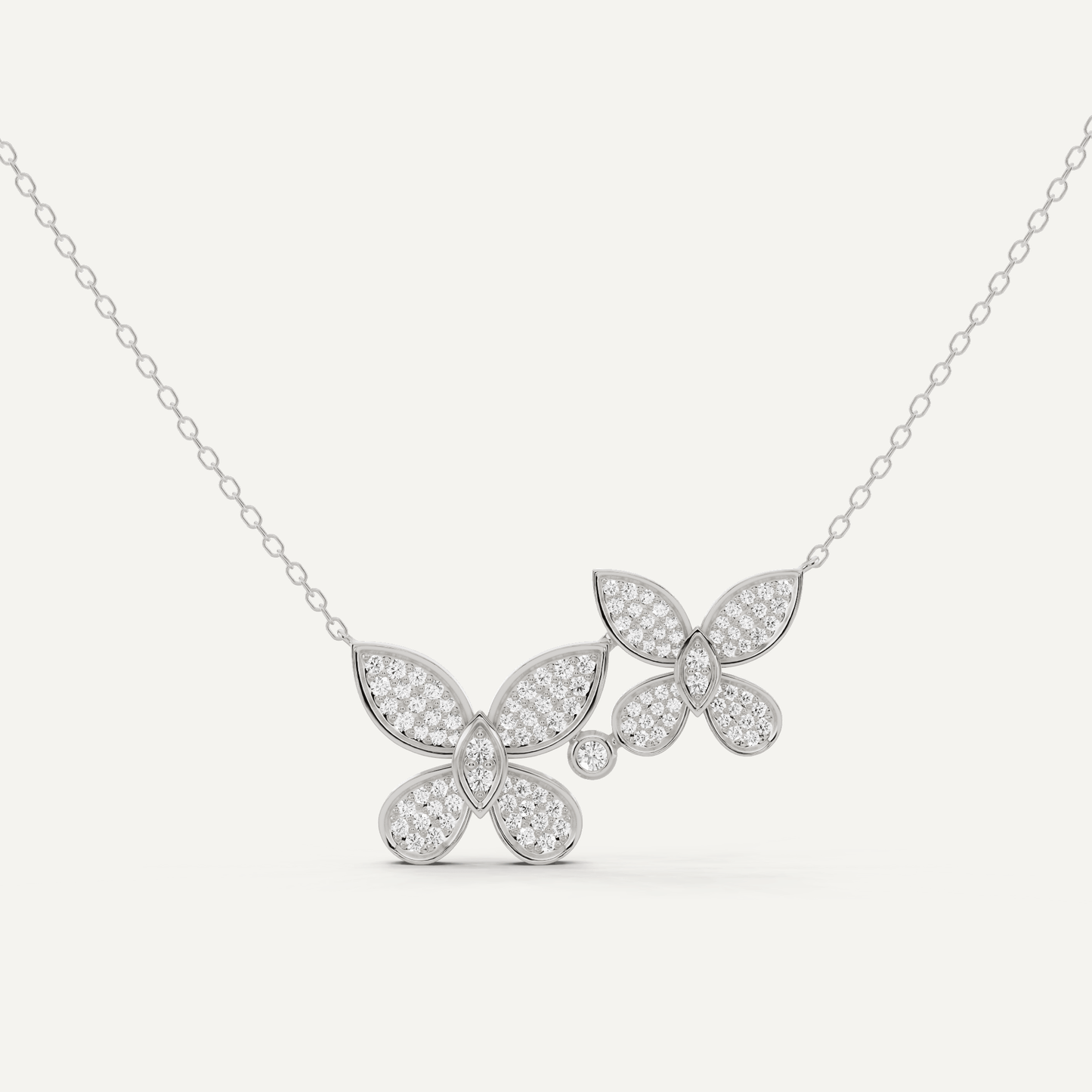 1/2 ctw Round Diamond Pave Dual Butterfly Fashion Pendant - Lotus Diamond