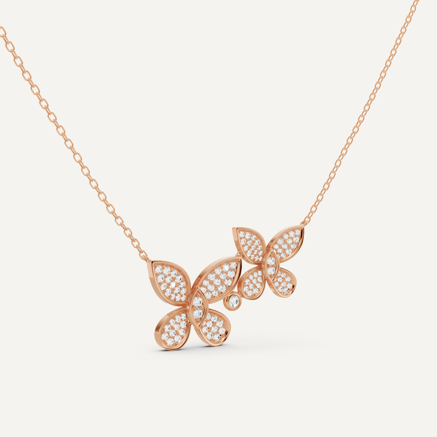 1/2 ctw Round Diamond Pave Dual Butterfly Fashion Pendant - Lotus Diamond