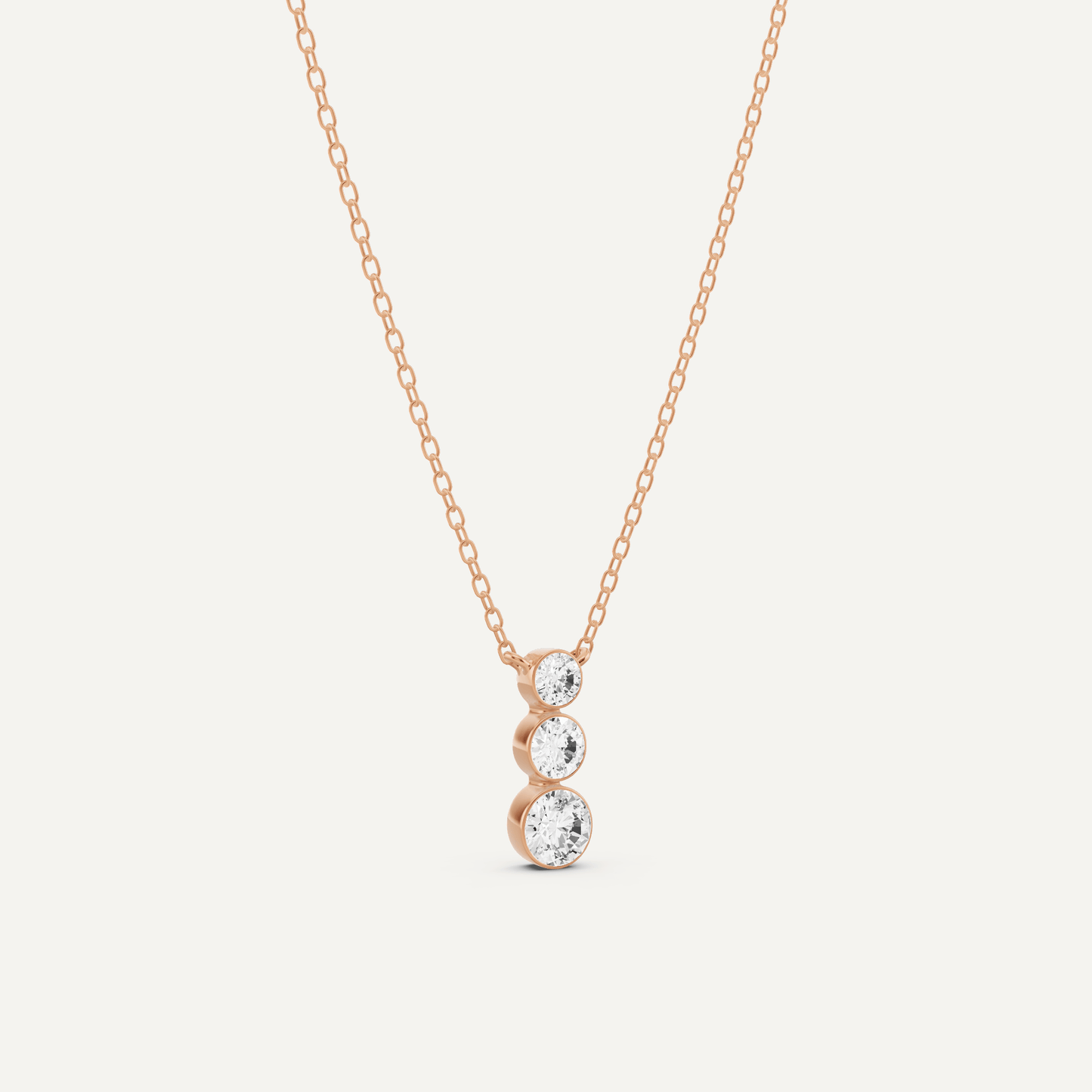 1/2 ctw Round Diamond Three Stone Graduating Fashion Pendant - Lotus Diamond