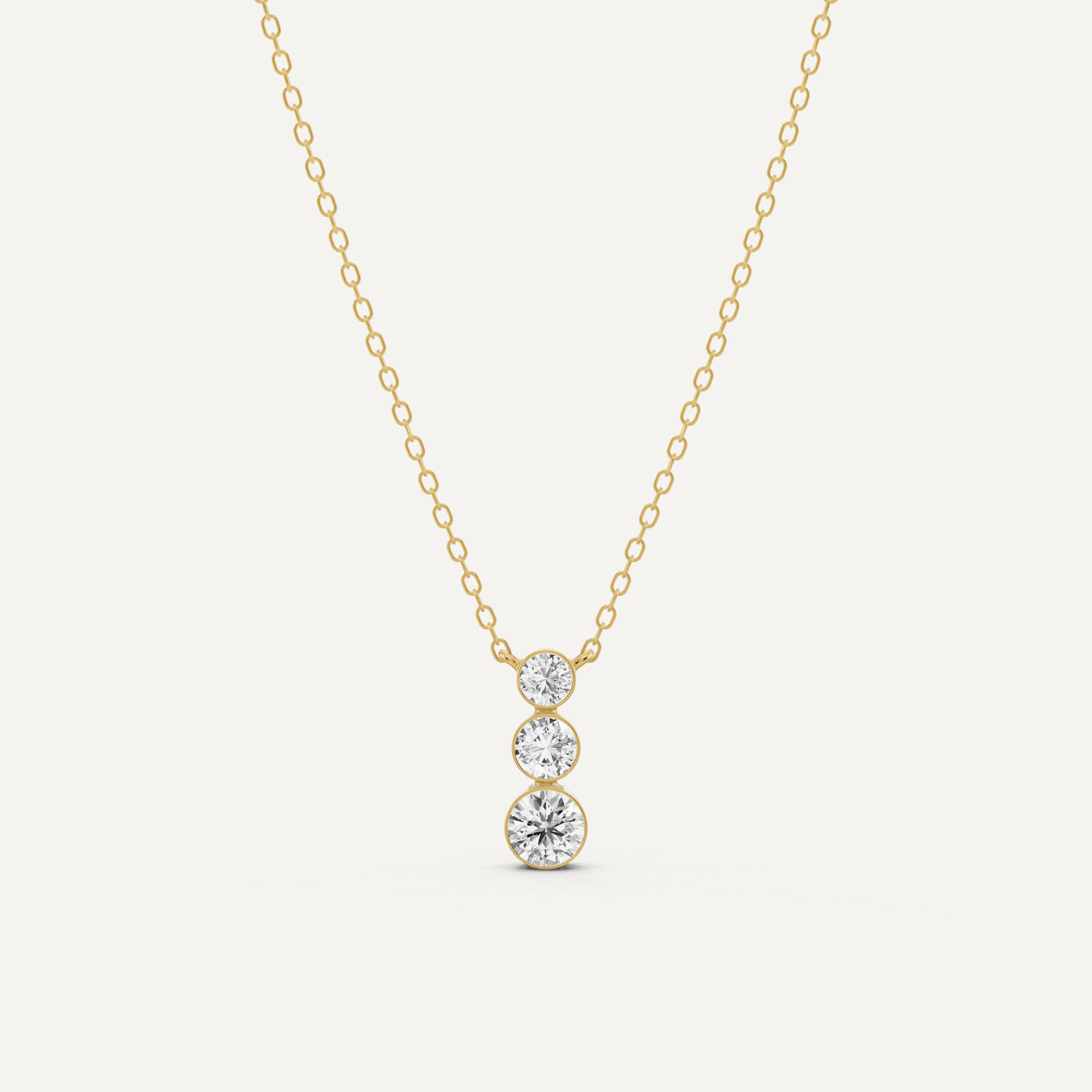 1/2 ctw Round Diamond Three Stone Graduating Fashion Pendant - Lotus Diamond