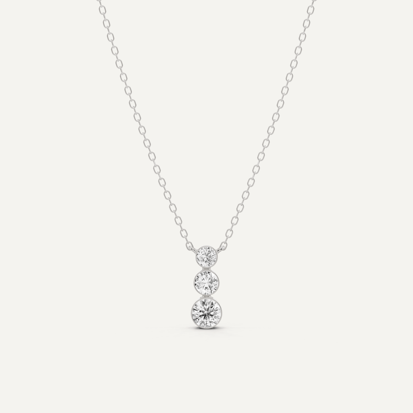 1/2 ctw Round Diamond Three Stone Graduating Fashion Pendant - Lotus Diamond