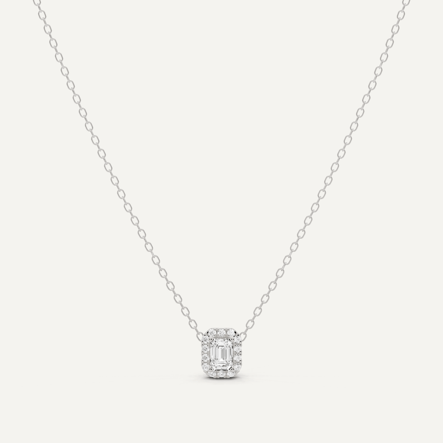 1/3 ctw Emerald Diamond Halo Fashion Pendant - Lotus Diamond