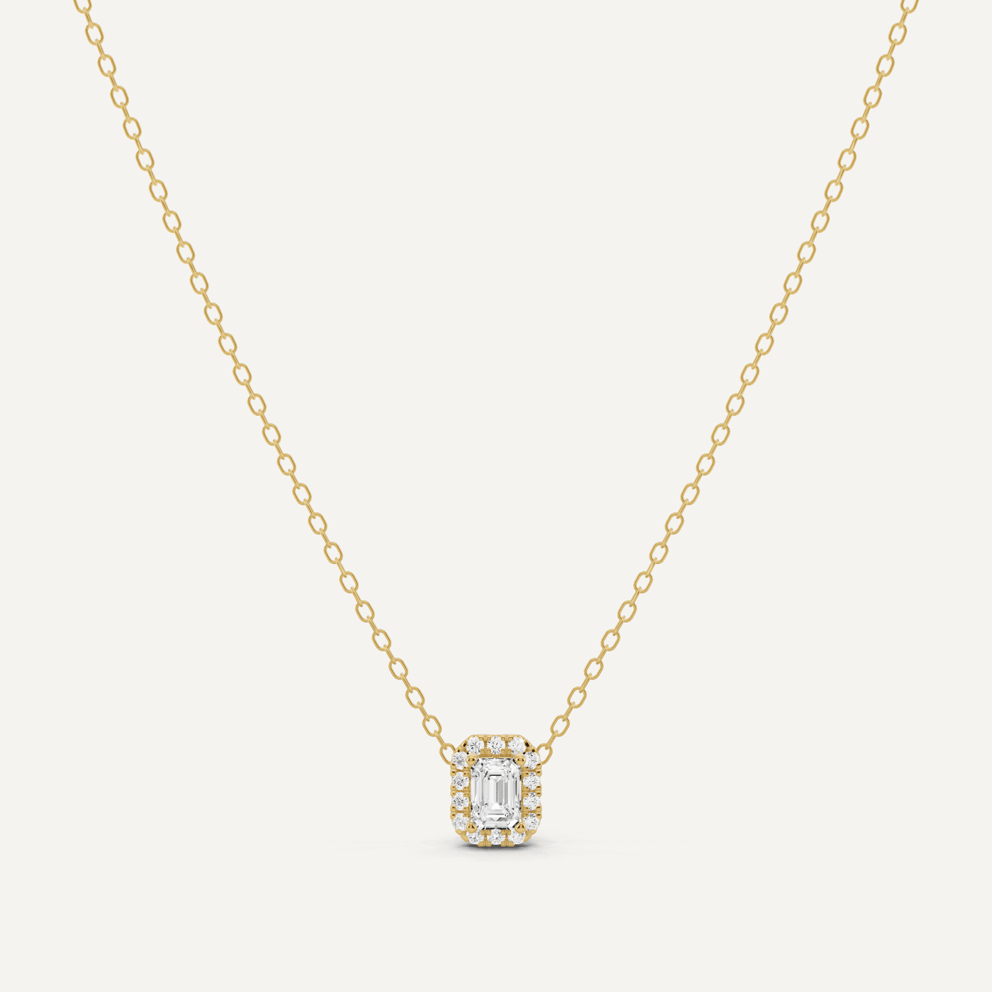 1/3 ctw Emerald Diamond Halo Fashion Pendant - Lotus Diamond