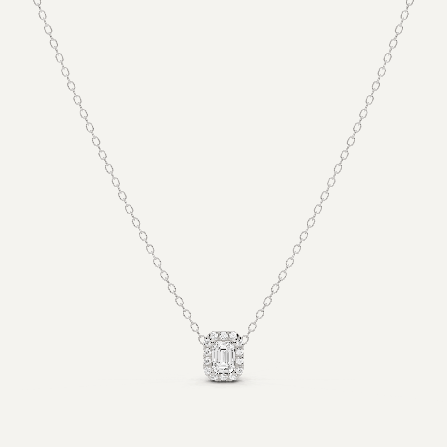 1/3 ctw Emerald Diamond Halo Fashion Pendant - Lotus Diamond