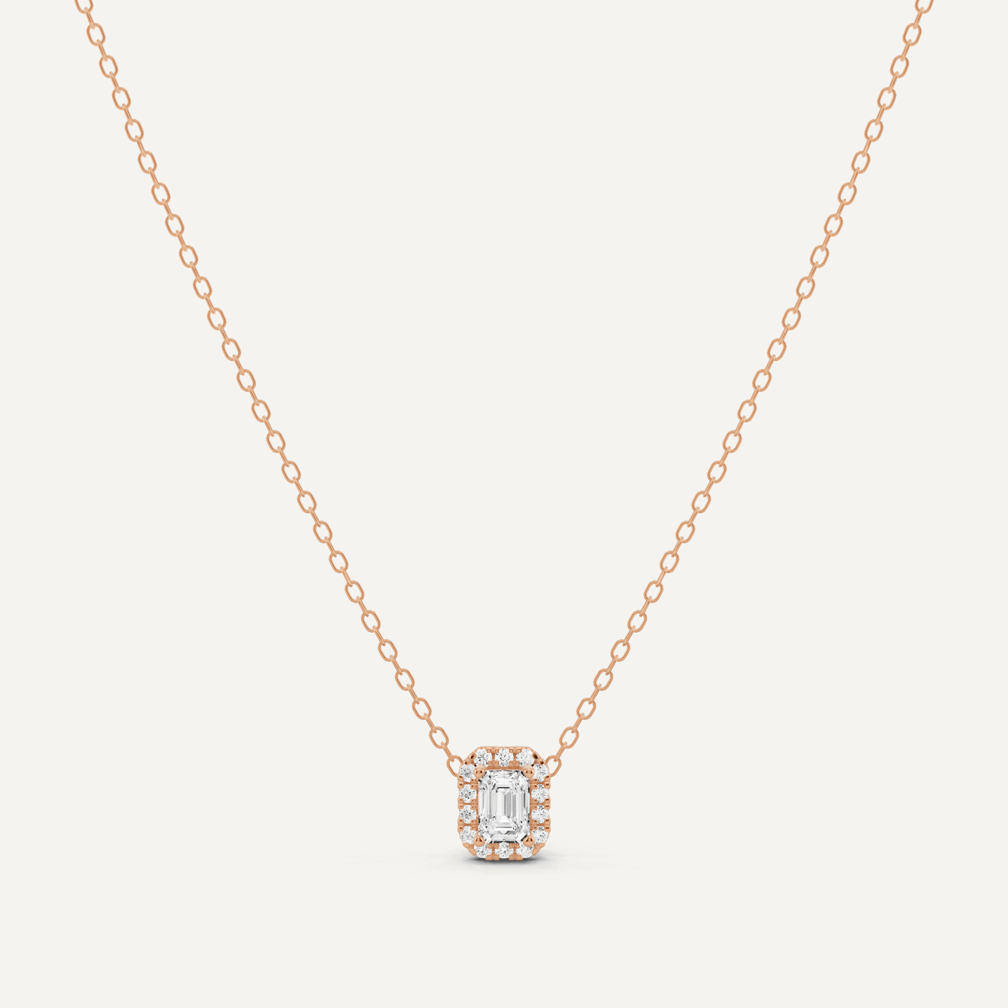 1/3 ctw Emerald Diamond Halo Fashion Pendant - Lotus Diamond