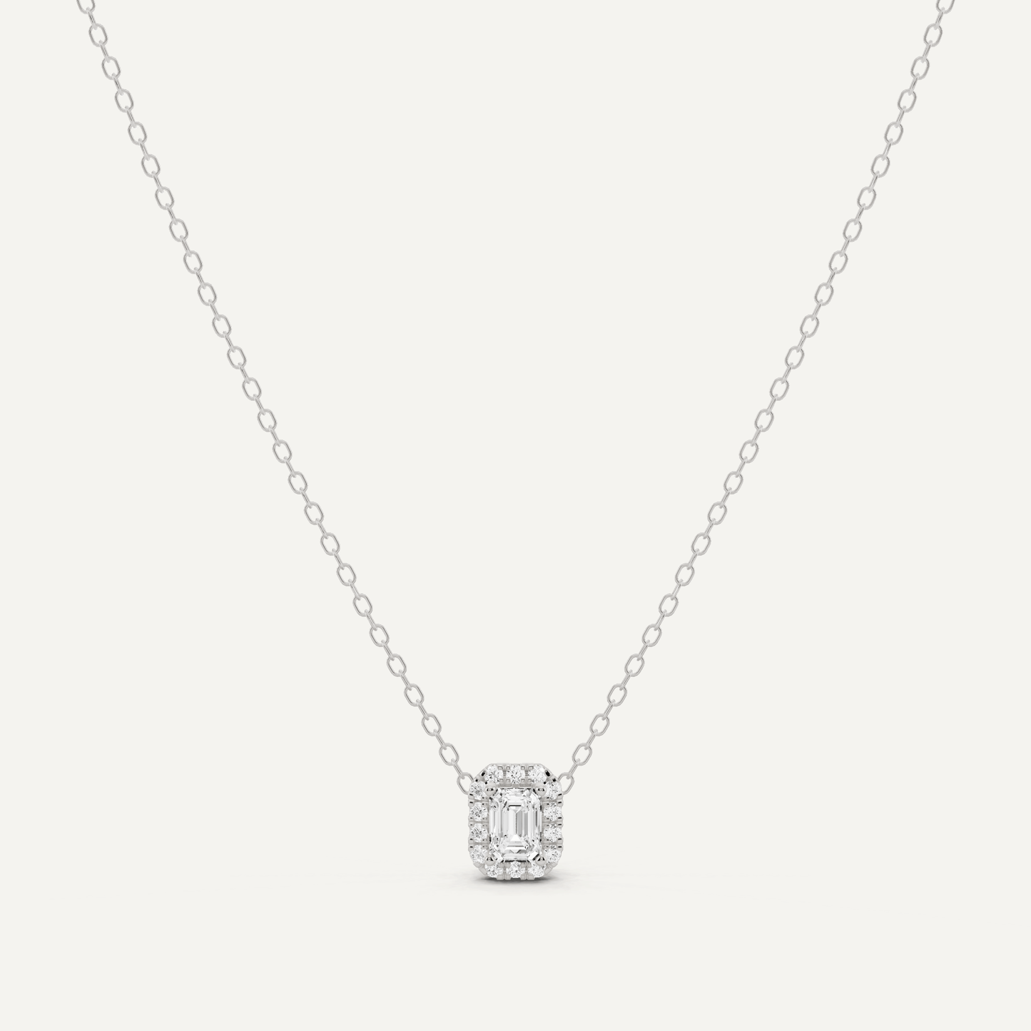 1/3 ctw Emerald Diamond Halo Fashion Pendant - Lotus Diamond