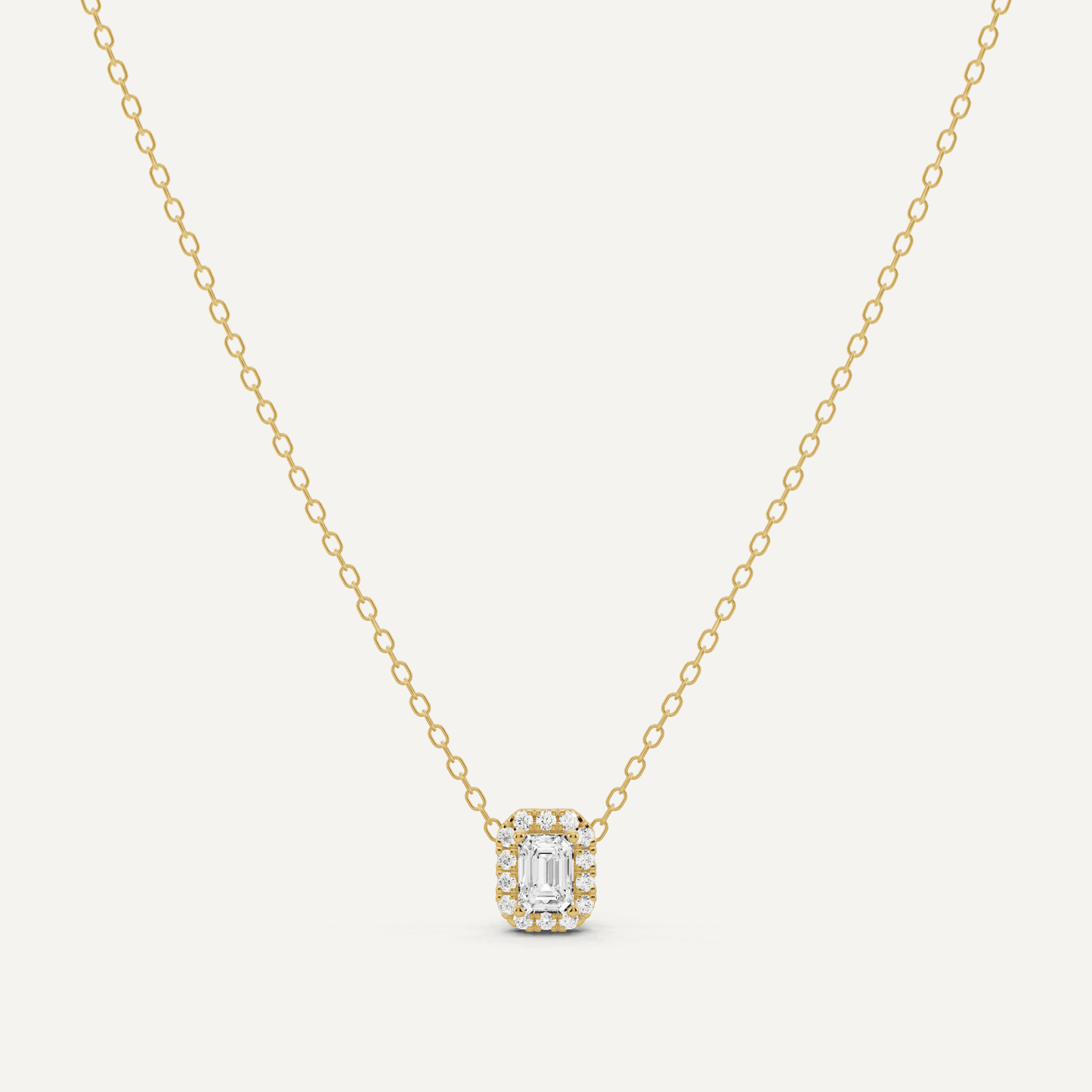 1/3 ctw Emerald Diamond Halo Fashion Pendant - Lotus Diamond