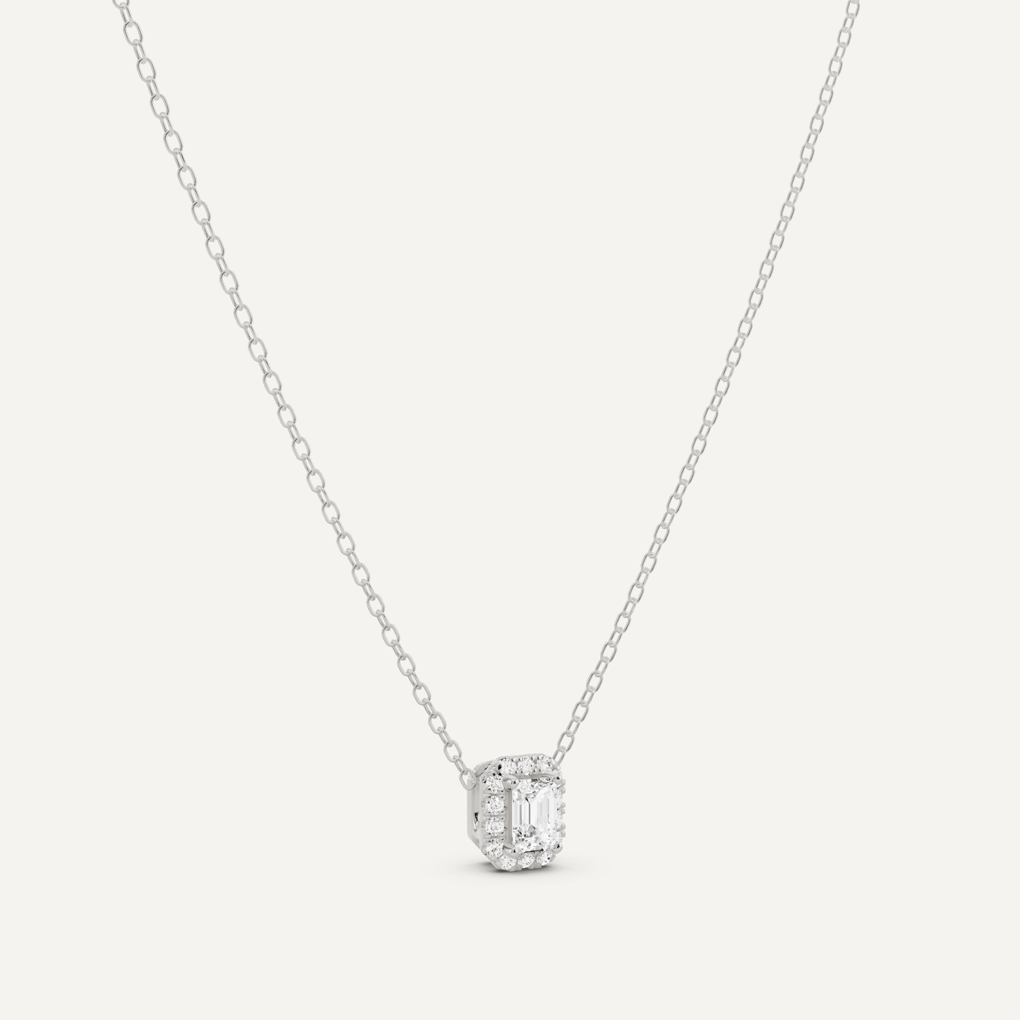 1/3 ctw Emerald Diamond Halo Fashion Pendant - Lotus Diamond