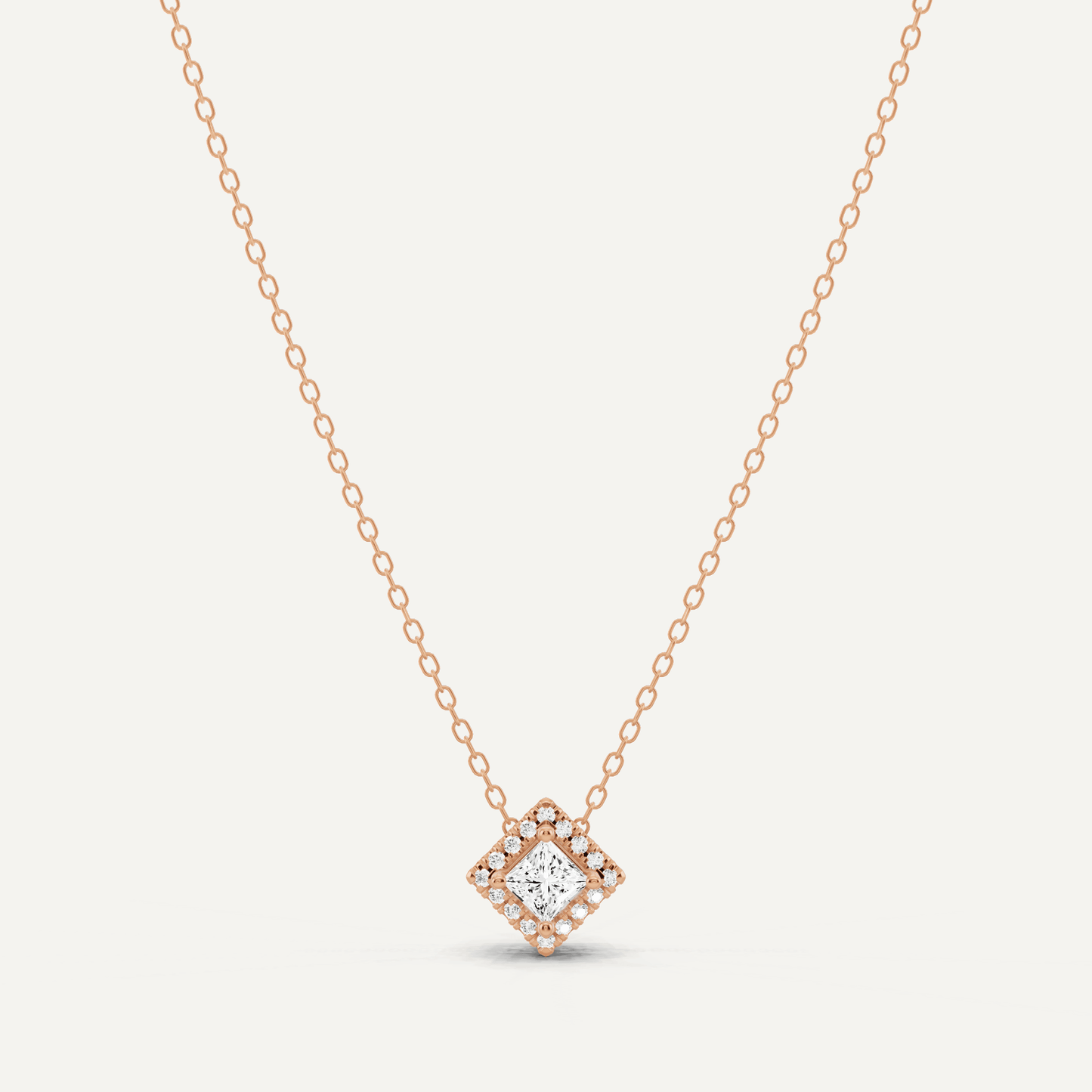 1/3 ctw Princess Diamond Halo Fashion Pendant - Lotus Diamond