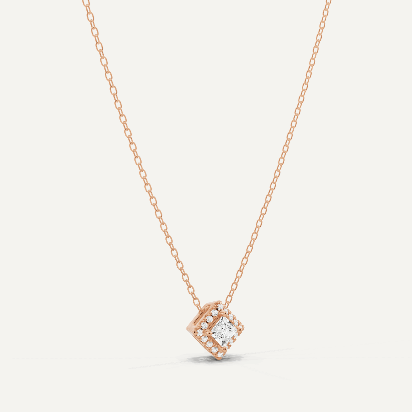 1/3 ctw Princess Diamond Halo Fashion Pendant - Lotus Diamond