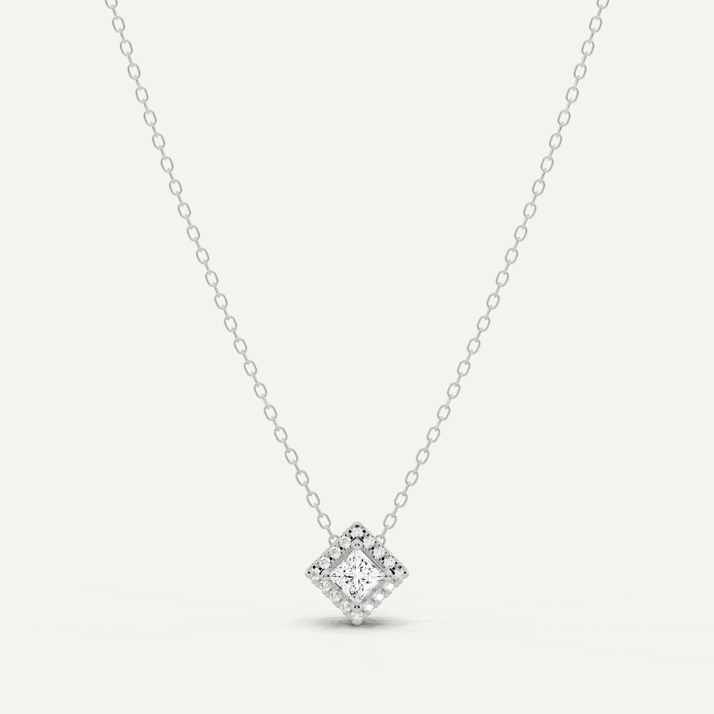 1/3 ctw Princess Diamond Halo Fashion Pendant - Lotus Diamond