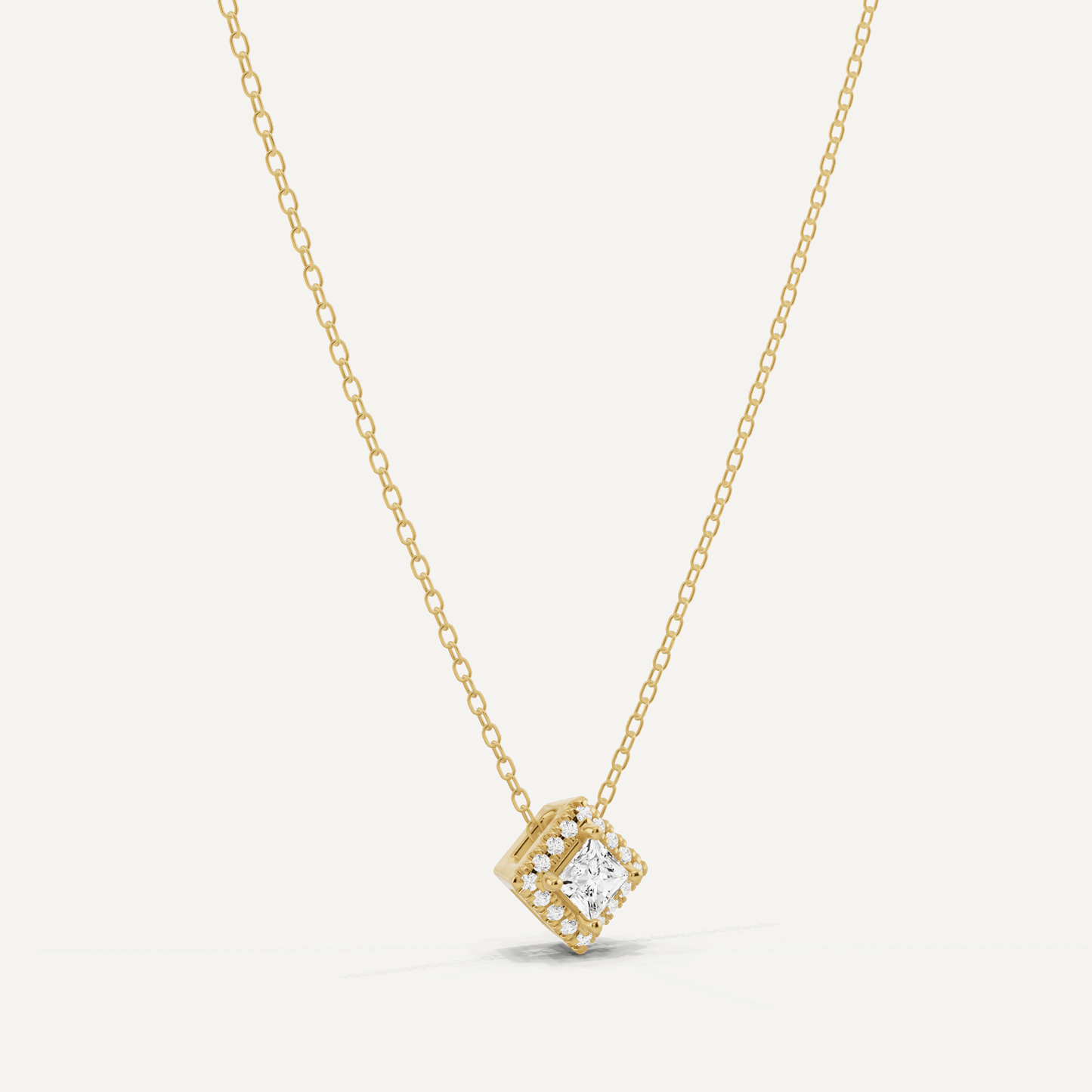 1/3 ctw Princess Diamond Halo Fashion Pendant - Lotus Diamond