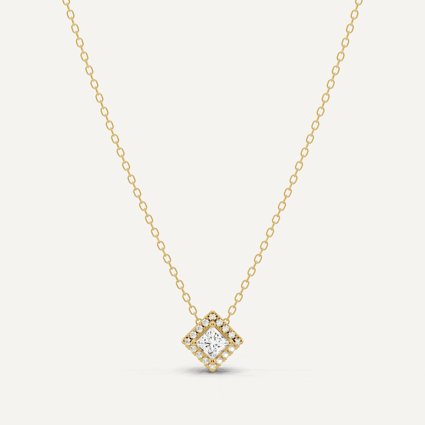 1/3 ctw Princess Diamond Halo Fashion Pendant - Lotus Diamond
