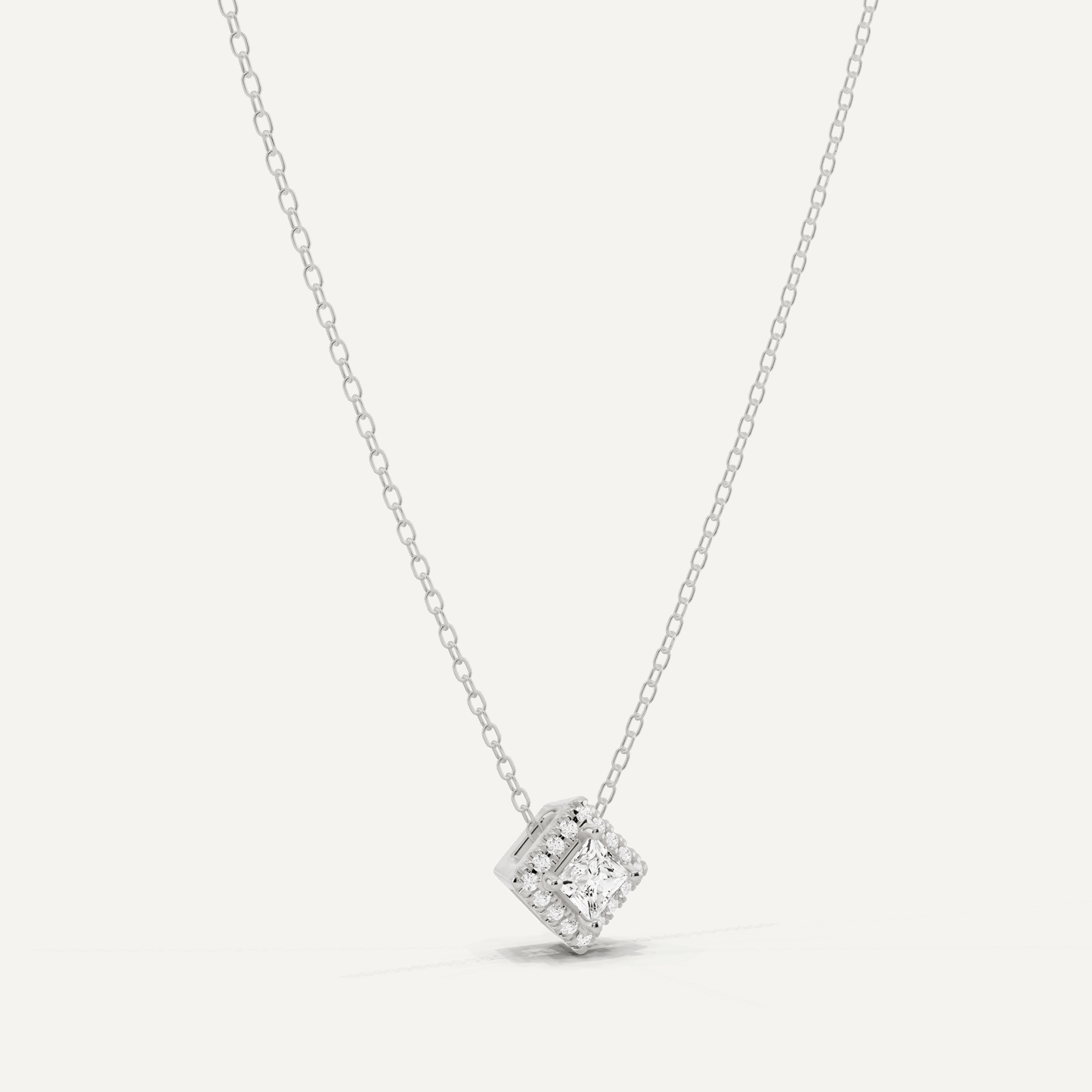 1/3 ctw Princess Diamond Halo Fashion Pendant - Lotus Diamond
