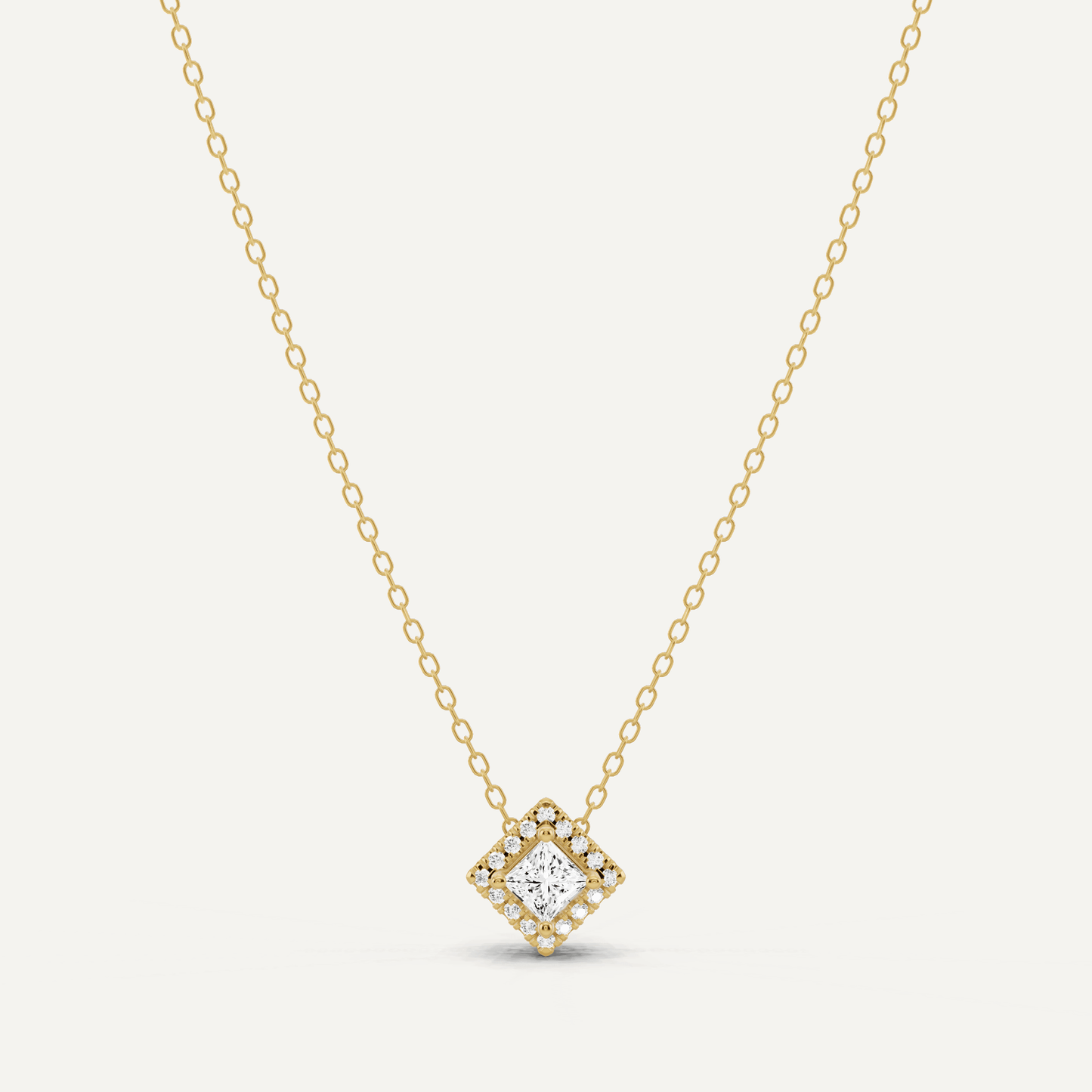1/3 ctw Princess Diamond Halo Fashion Pendant - Lotus Diamond