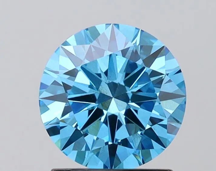 1.33ct Round Lab Grown Diamond (Colour Fancy Vivid Blue, Clarity VS2, Cut EX, IGI Certified) - Lotus Diamond