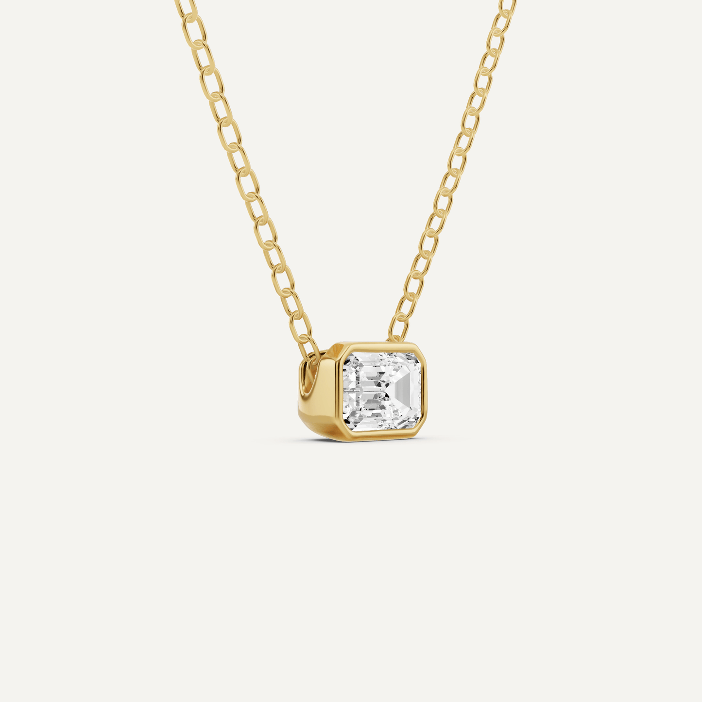 1/4 ctw Emerald Diamond Bezel Set Solitaire Pendant - Lotus Diamond