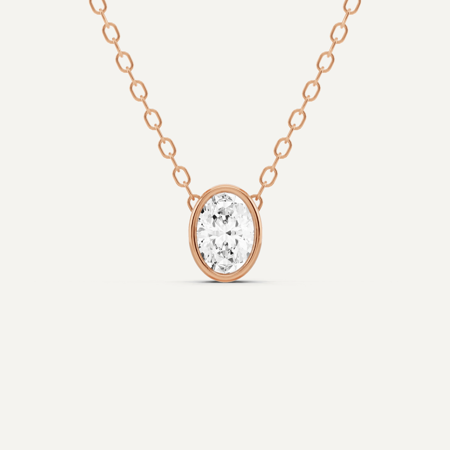1/4 ctw Oval Diamond Bezel Set Solitaire Pendant - Lotus Diamond